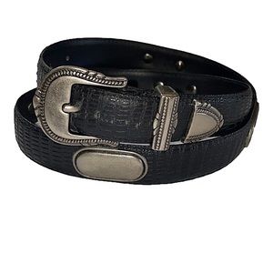 Toledano Black and Silver Pewter Belt Vintage Medium Small Mom